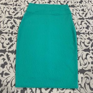 Derek Heart Sea Green Pencil Skirt Rose Detail